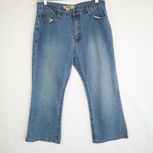 Karen T Jeans Womens 14W Capri Flap Pocket Embroidered Stretch Flex Denim Blue